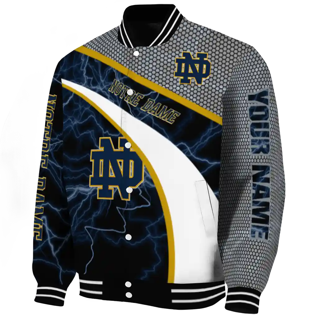 custom notre dame fighting irish electric flash navy varsity jacket best selling custom notre dame fighting irish electric flash navy varsity jacket best selling