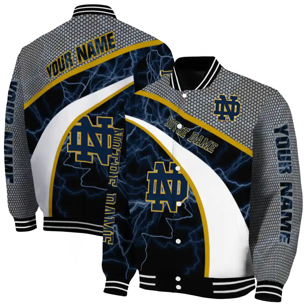 custom notre dame fighting irish electric flash navy varsity jacket fashion forward custom notre dame fighting irish electric flash navy varsity jacket fashion forward