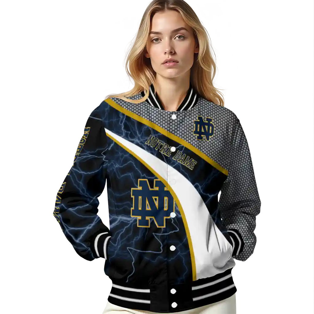 custom notre dame fighting irish electric flash navy varsity jacket latest model custom notre dame fighting irish electric flash navy varsity jacket latest model