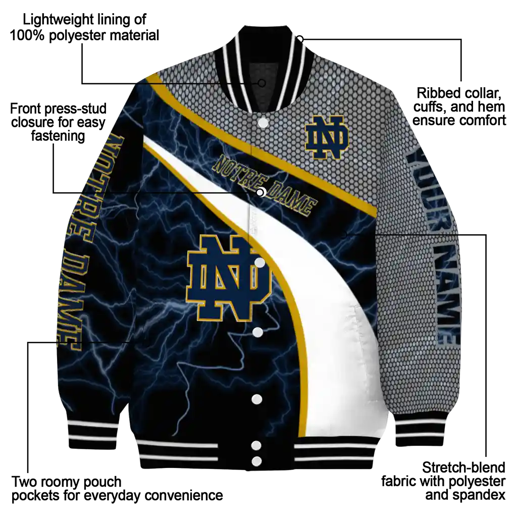 custom notre dame fighting irish electric flash navy varsity jacket new arrival custom notre dame fighting irish electric flash navy varsity jacket new arrival