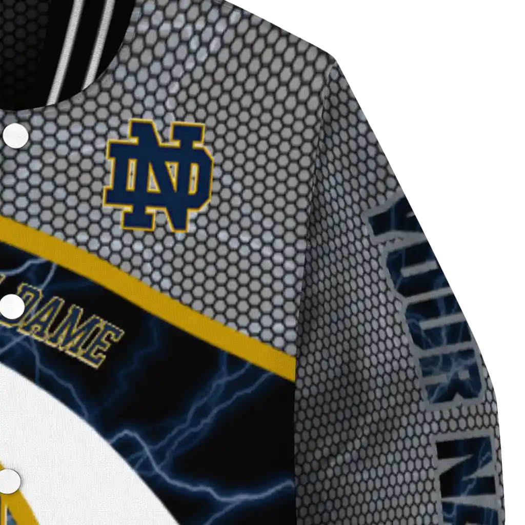 custom notre dame fighting irish electric flash navy varsity jacket premium grade custom notre dame fighting irish electric flash navy varsity jacket premium grade