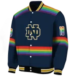 custom notre dame fighting irish rainbow jersey number navy varsity jacket best selling