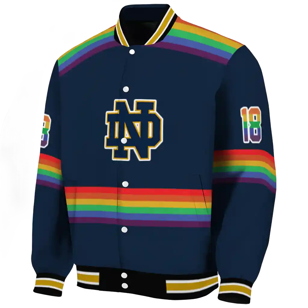 custom notre dame fighting irish rainbow jersey number navy varsity jacket best selling custom notre dame fighting irish rainbow jersey number navy varsity jacket best selling