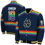 custom notre dame fighting irish rainbow jersey number navy varsity jacket best selling