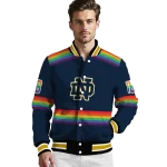 custom notre dame fighting irish rainbow jersey number navy varsity jacket best selling