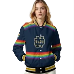 custom notre dame fighting irish rainbow jersey number navy varsity jacket best selling