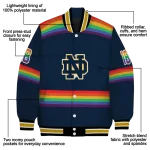 custom notre dame fighting irish rainbow jersey number navy varsity jacket best selling