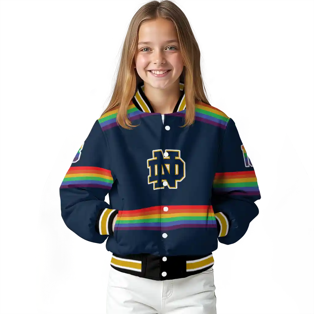 custom notre dame fighting irish rainbow jersey number navy varsity jacket top rated custom notre dame fighting irish rainbow jersey number navy varsity jacket top rated