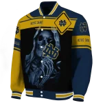 custom notre dame fighting irish reaper hands navy black varsity jacket best selling