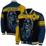 custom notre dame fighting irish reaper hands navy black varsity jacket best selling
