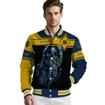 custom notre dame fighting irish reaper hands navy black varsity jacket best selling