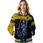 custom notre dame fighting irish reaper hands navy black varsity jacket best selling