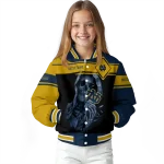 custom notre dame fighting irish reaper hands navy black varsity jacket best selling