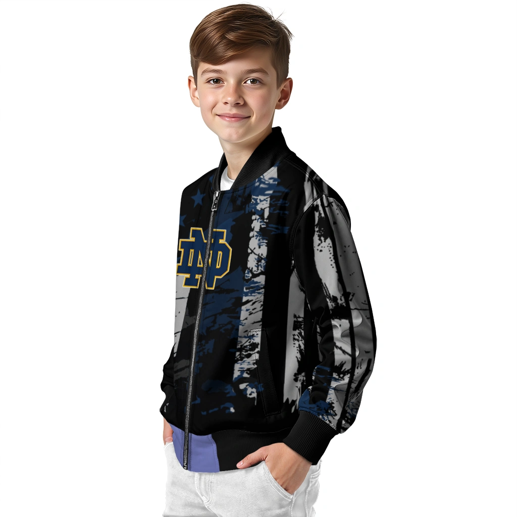 custom notre dame fighting irish star stripes navy black bomber jacket trendy custom notre dame fighting irish star stripes navy black bomber jacket trendy