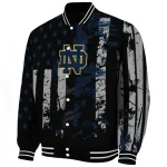 custom notre dame fighting irish star stripes navy black varsity jacket best selling