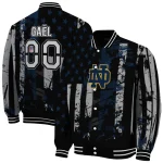 custom notre dame fighting irish star stripes navy black varsity jacket best selling
