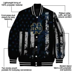 custom notre dame fighting irish star stripes navy black varsity jacket best selling
