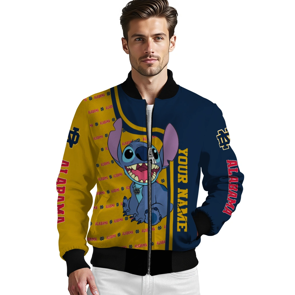 custom notre dame fighting irish stitch laughing navy bomber jacket high quality custom notre dame fighting irish stitch laughing navy bomber jacket high quality