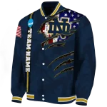 custom notre dame fighting irish usa flag claws navy varsity jacket best selling