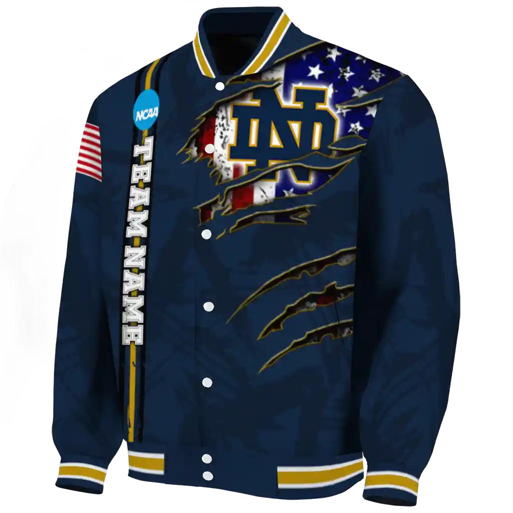 custom notre dame fighting irish usa flag claws navy varsity jacket best selling custom notre dame fighting irish usa flag claws navy varsity jacket best selling