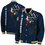 custom notre dame fighting irish usa flag claws navy varsity jacket best selling