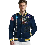 custom notre dame fighting irish usa flag claws navy varsity jacket best selling