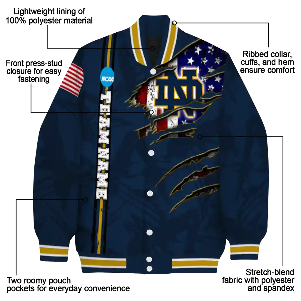custom notre dame fighting irish usa flag claws navy varsity jacket new arrival custom notre dame fighting irish usa flag claws navy varsity jacket new arrival