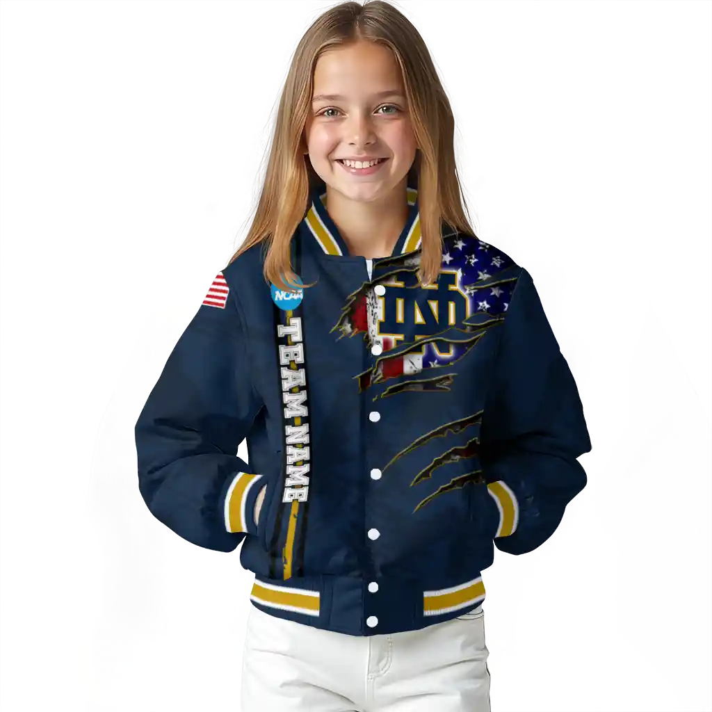 custom notre dame fighting irish usa flag claws navy varsity jacket top rated custom notre dame fighting irish usa flag claws navy varsity jacket top rated