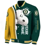 custom oakland athletics snoopy head green varsity jacket best selling