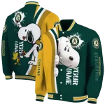 custom oakland athletics snoopy head green varsity jacket best selling