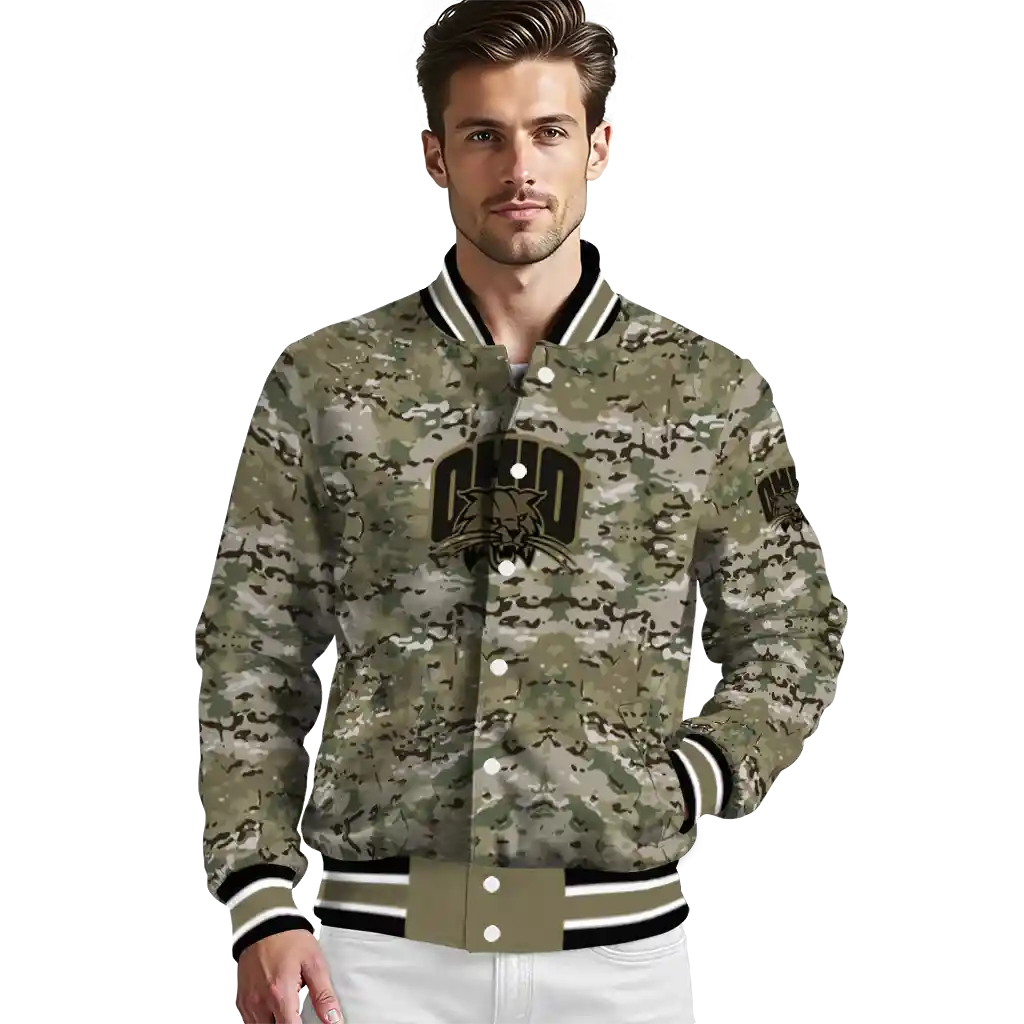 custom ohio bobcats camouflage abstract camouflage varsity jacket high quality custom ohio bobcats camouflage abstract camouflage varsity jacket high quality