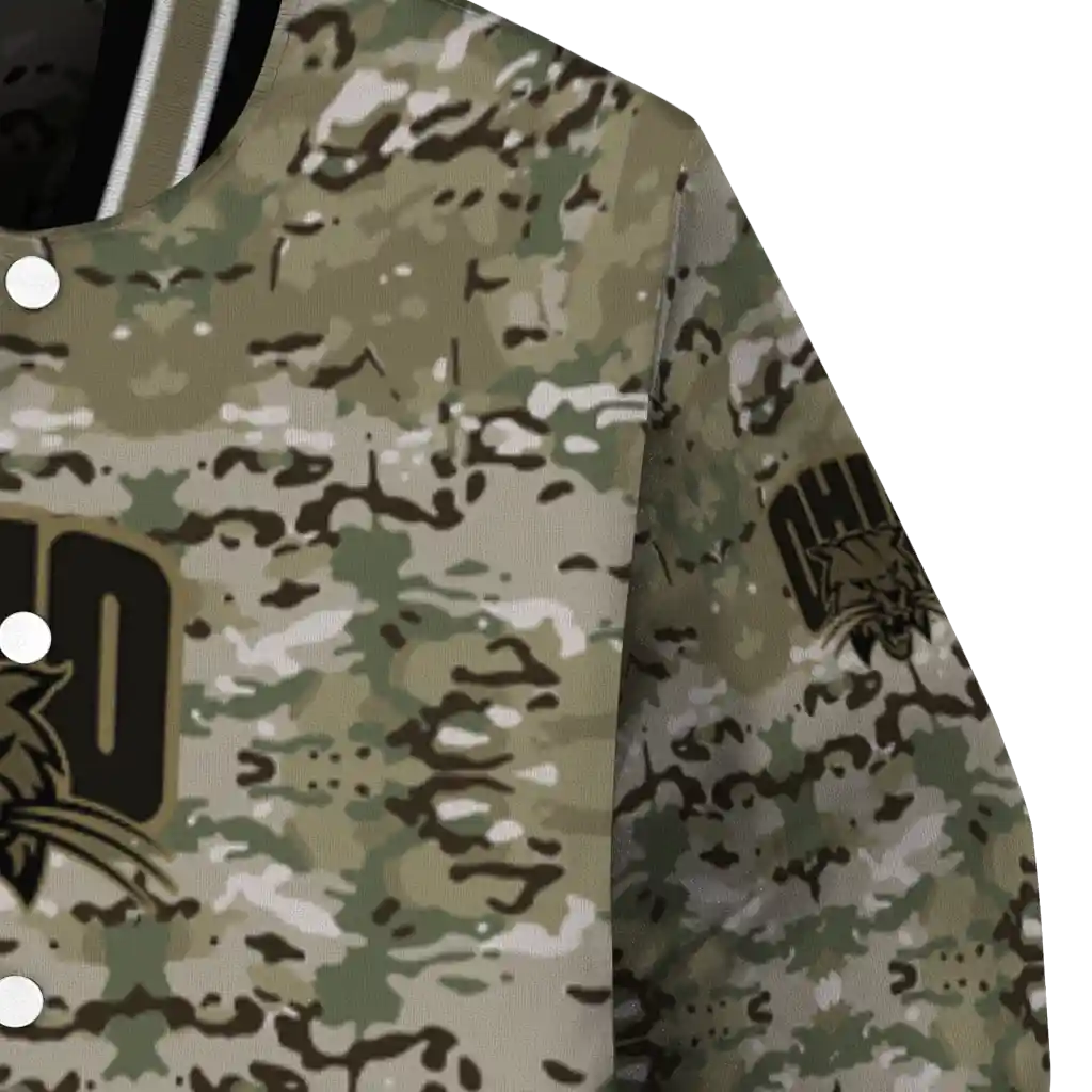 custom ohio bobcats camouflage abstract camouflage varsity jacket premium grade custom ohio bobcats camouflage abstract camouflage varsity jacket premium grade