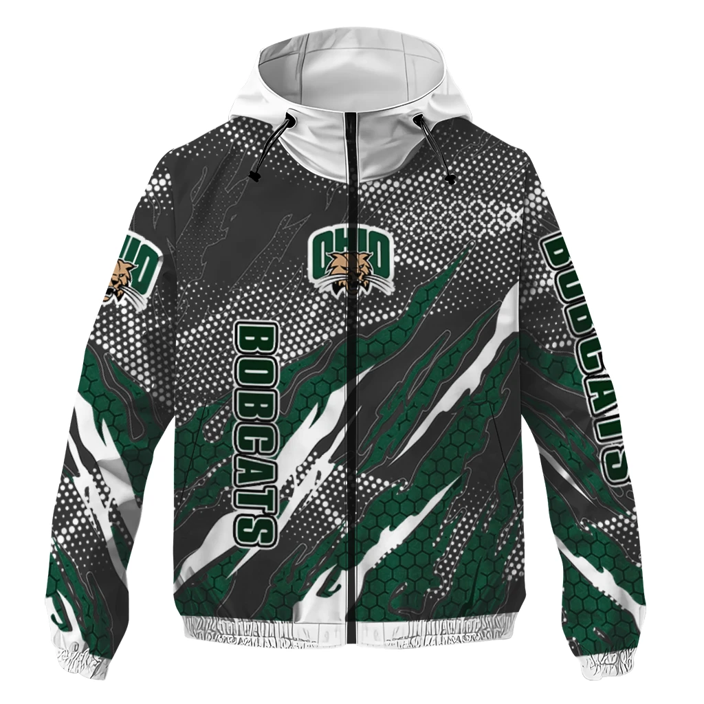 custom ohio bobcats claw mesh green gray windbreaker jacket best selling custom ohio bobcats claw mesh green gray windbreaker jacket best selling