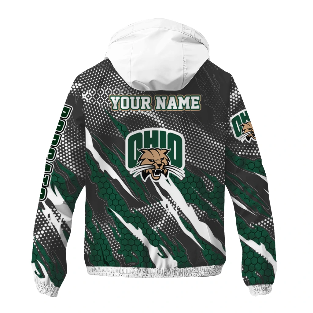 custom ohio bobcats claw mesh green gray windbreaker jacket fashion forward custom ohio bobcats claw mesh green gray windbreaker jacket fashion forward