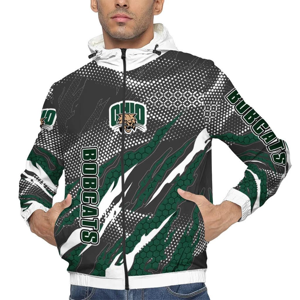 custom ohio bobcats claw mesh green gray windbreaker jacket top rated custom ohio bobcats claw mesh green gray windbreaker jacket top rated