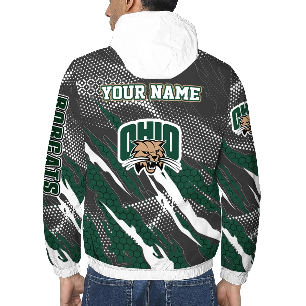 custom ohio bobcats claw mesh green gray windbreaker jacket trendy custom ohio bobcats claw mesh green gray windbreaker jacket trendy