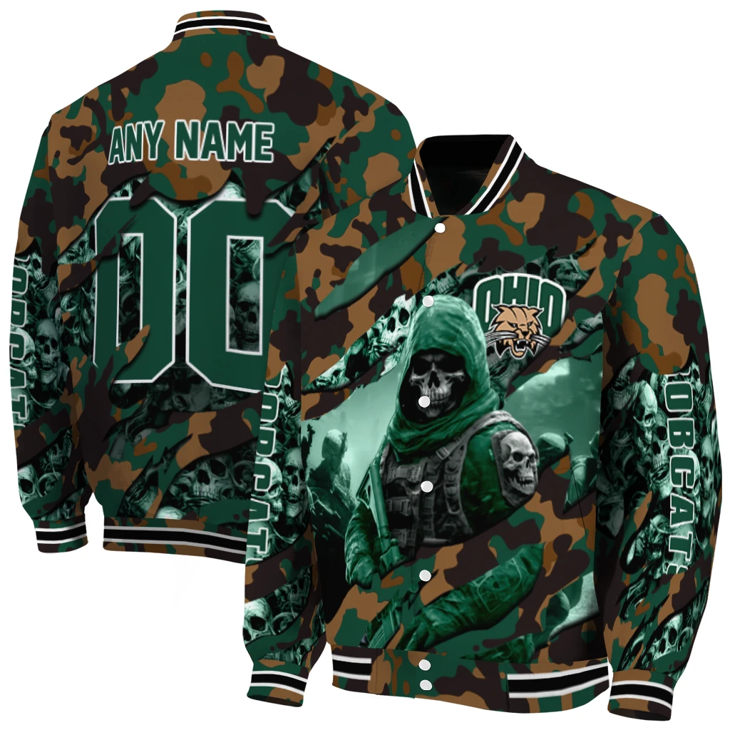 custom ohio bobcats skull horde green varsity jacket fashion forward custom ohio bobcats skull horde green varsity jacket fashion forward