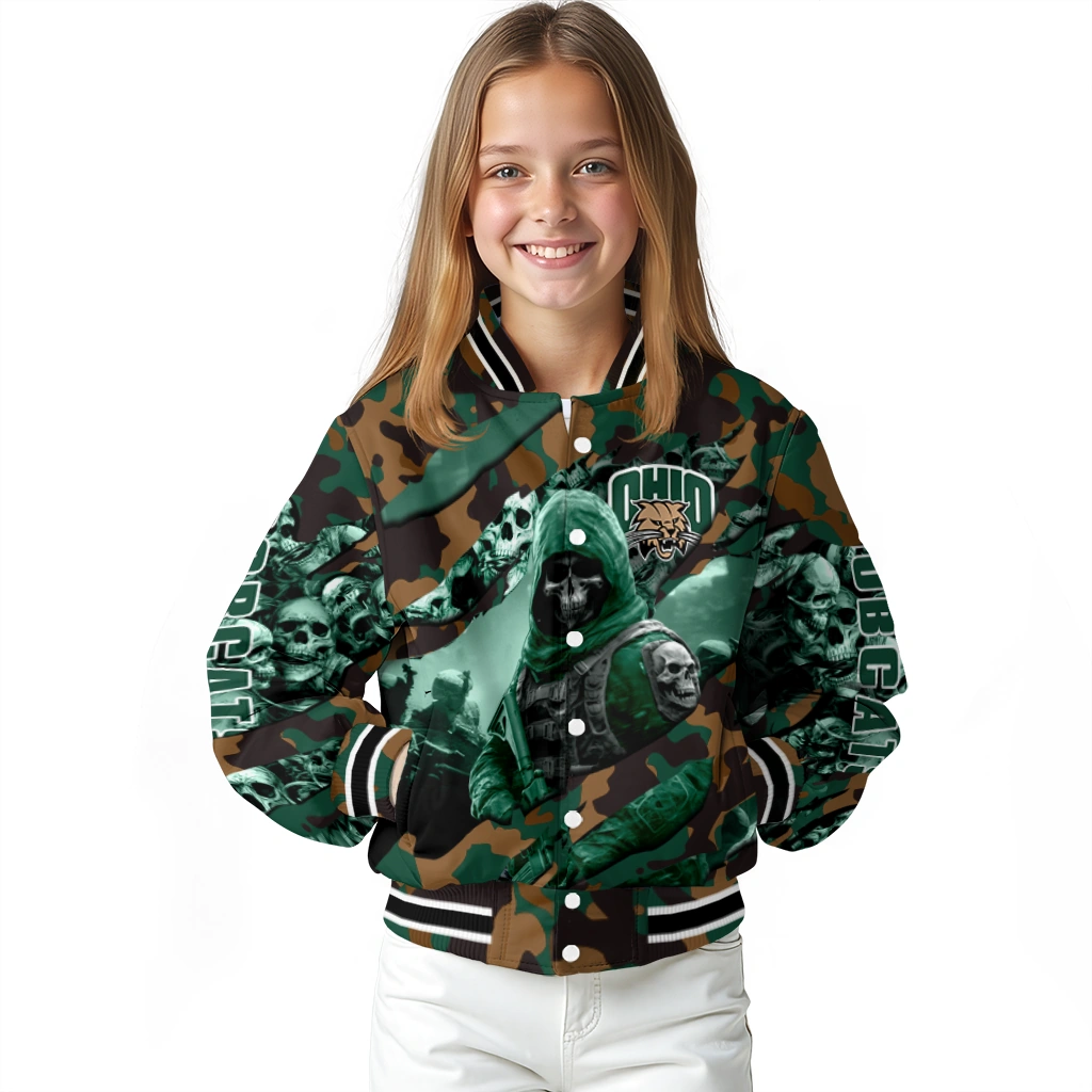 custom ohio bobcats skull horde green varsity jacket top rated custom ohio bobcats skull horde green varsity jacket top rated