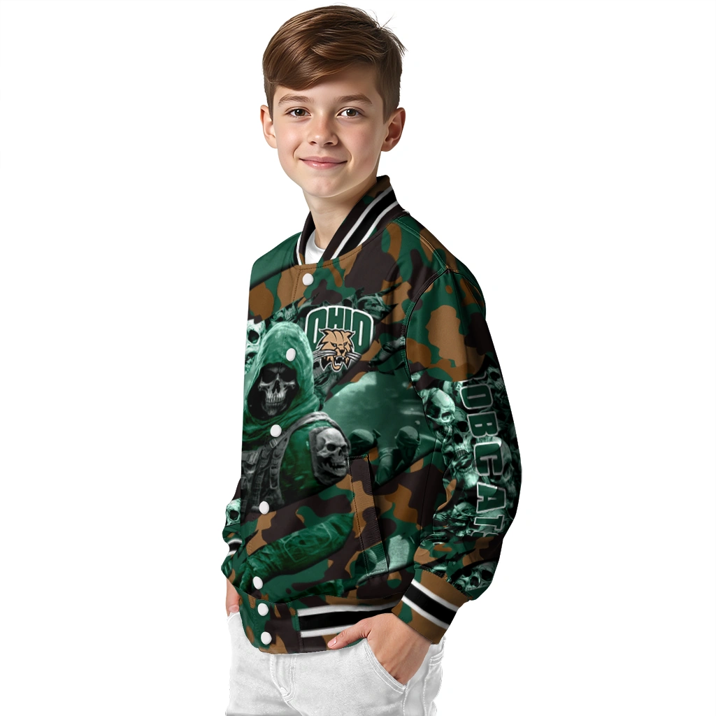 custom ohio bobcats skull horde green varsity jacket trendy custom ohio bobcats skull horde green varsity jacket trendy
