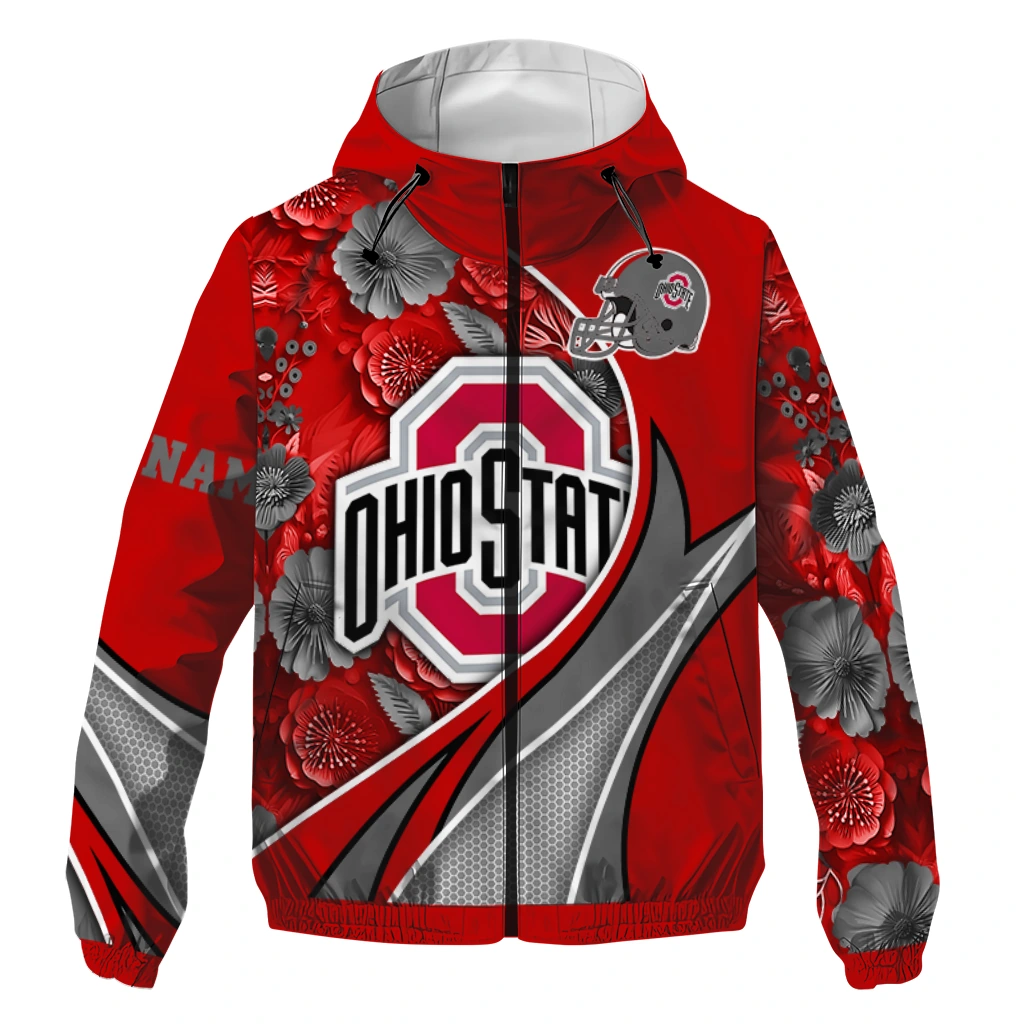 custom ohio state buckeyes blossoms helmet scarlet windbreaker jacket best selling custom ohio state buckeyes blossoms helmet scarlet windbreaker jacket best selling