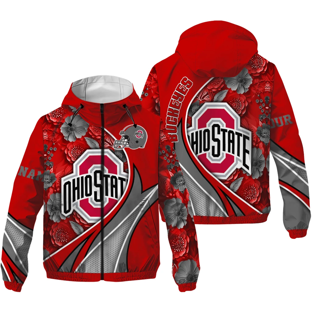 custom ohio state buckeyes blossoms helmet scarlet windbreaker jacket high quality custom ohio state buckeyes blossoms helmet scarlet windbreaker jacket high quality