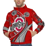 custom ohio state buckeyes blossoms helmet scarlet windbreaker jacket best selling