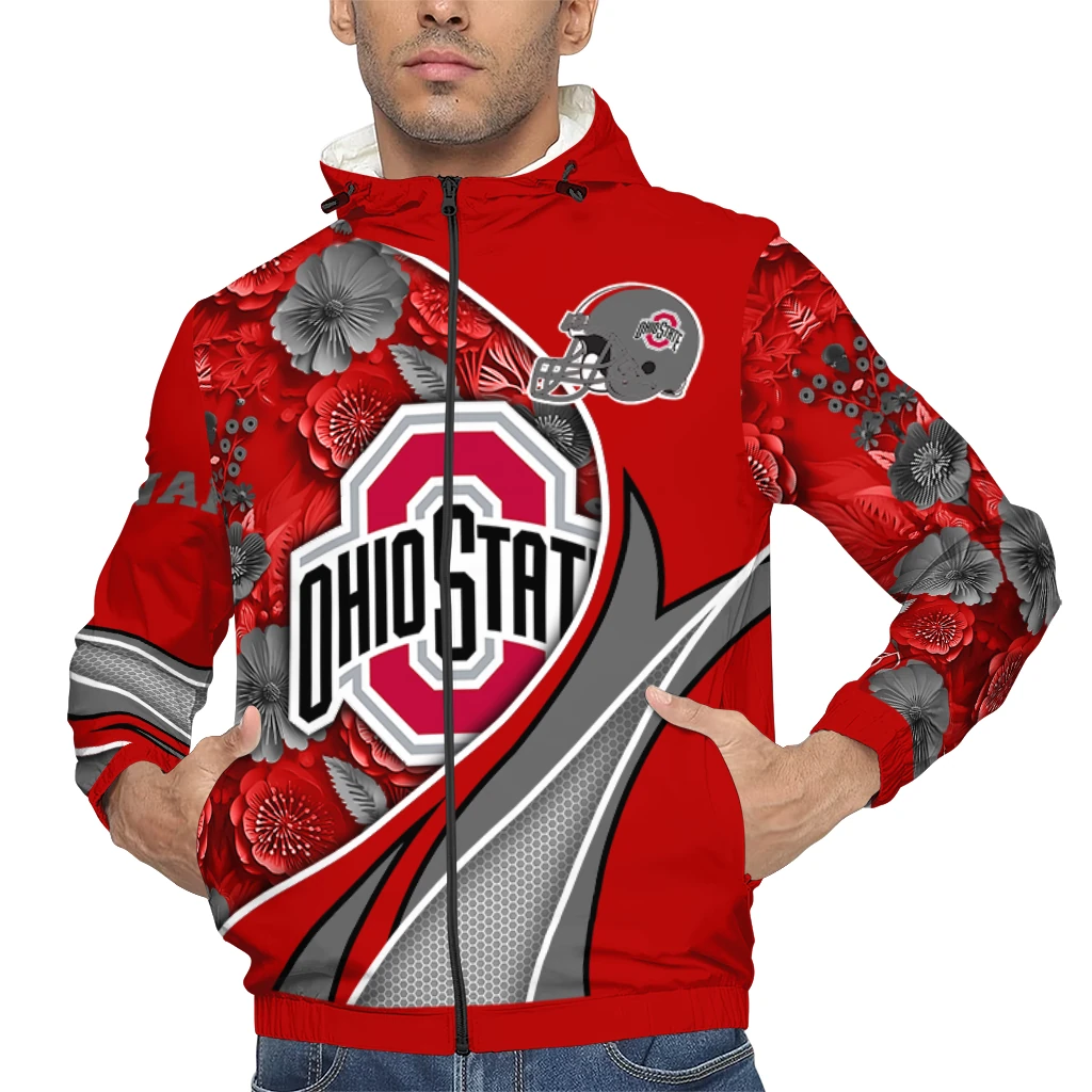 custom ohio state buckeyes blossoms helmet scarlet windbreaker jacket top rated custom ohio state buckeyes blossoms helmet scarlet windbreaker jacket top rated