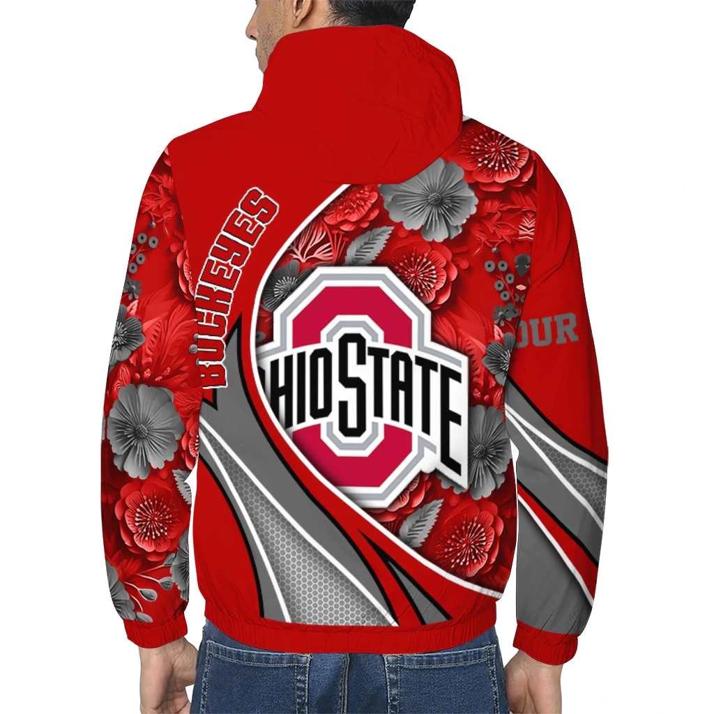 custom ohio state buckeyes blossoms helmet scarlet windbreaker jacket trendy custom ohio state buckeyes blossoms helmet scarlet windbreaker jacket trendy