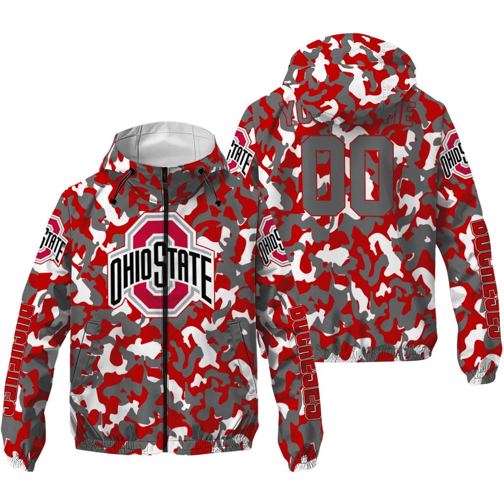 custom ohio state buckeyes camouflage mashup scarlet windbreaker jacket high quality custom ohio state buckeyes camouflage mashup scarlet windbreaker jacket high quality
