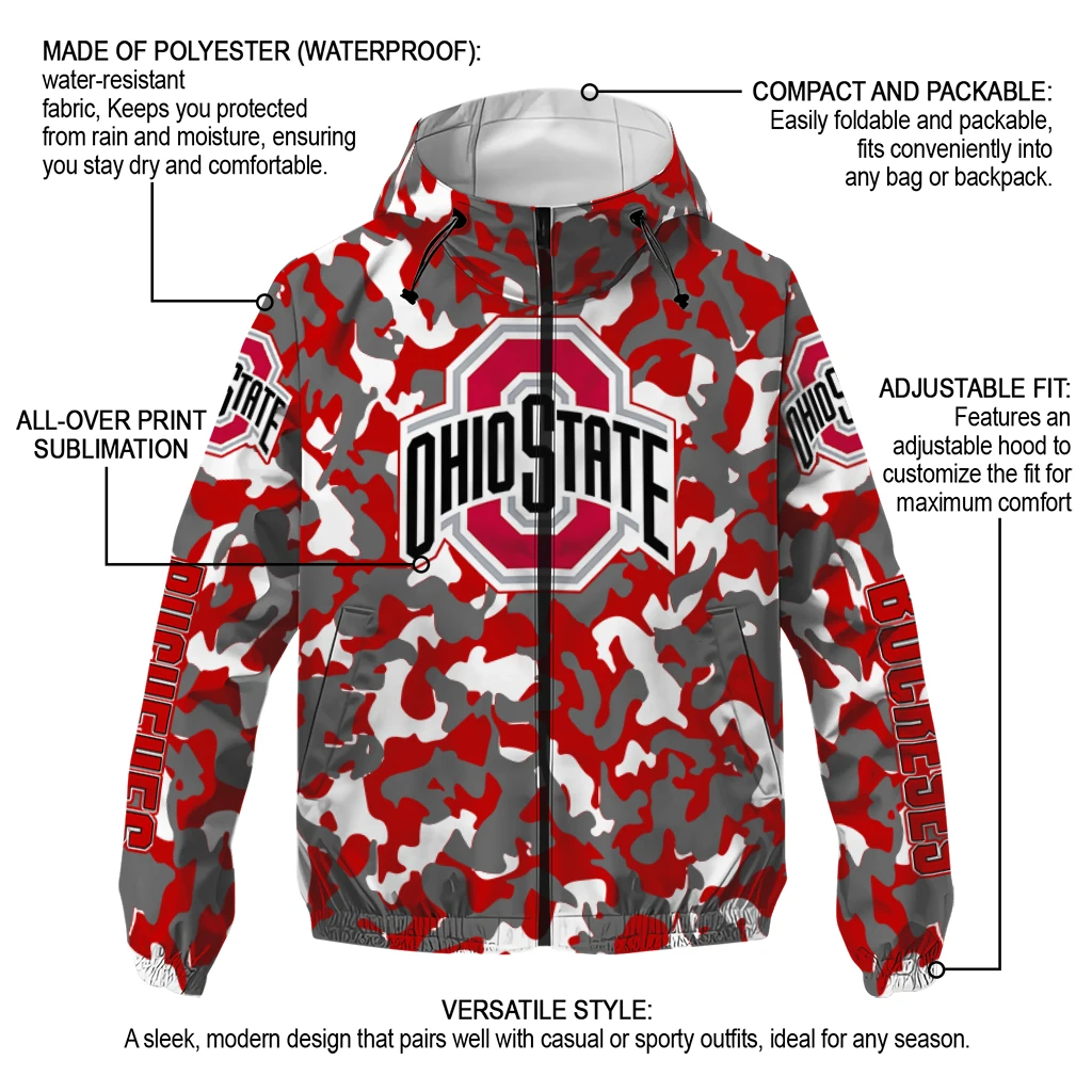 custom ohio state buckeyes camouflage mashup scarlet windbreaker jacket new arrival custom ohio state buckeyes camouflage mashup scarlet windbreaker jacket new arrival