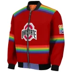 custom ohio state buckeyes rainbow jersey number scarlet bomber jacket best selling