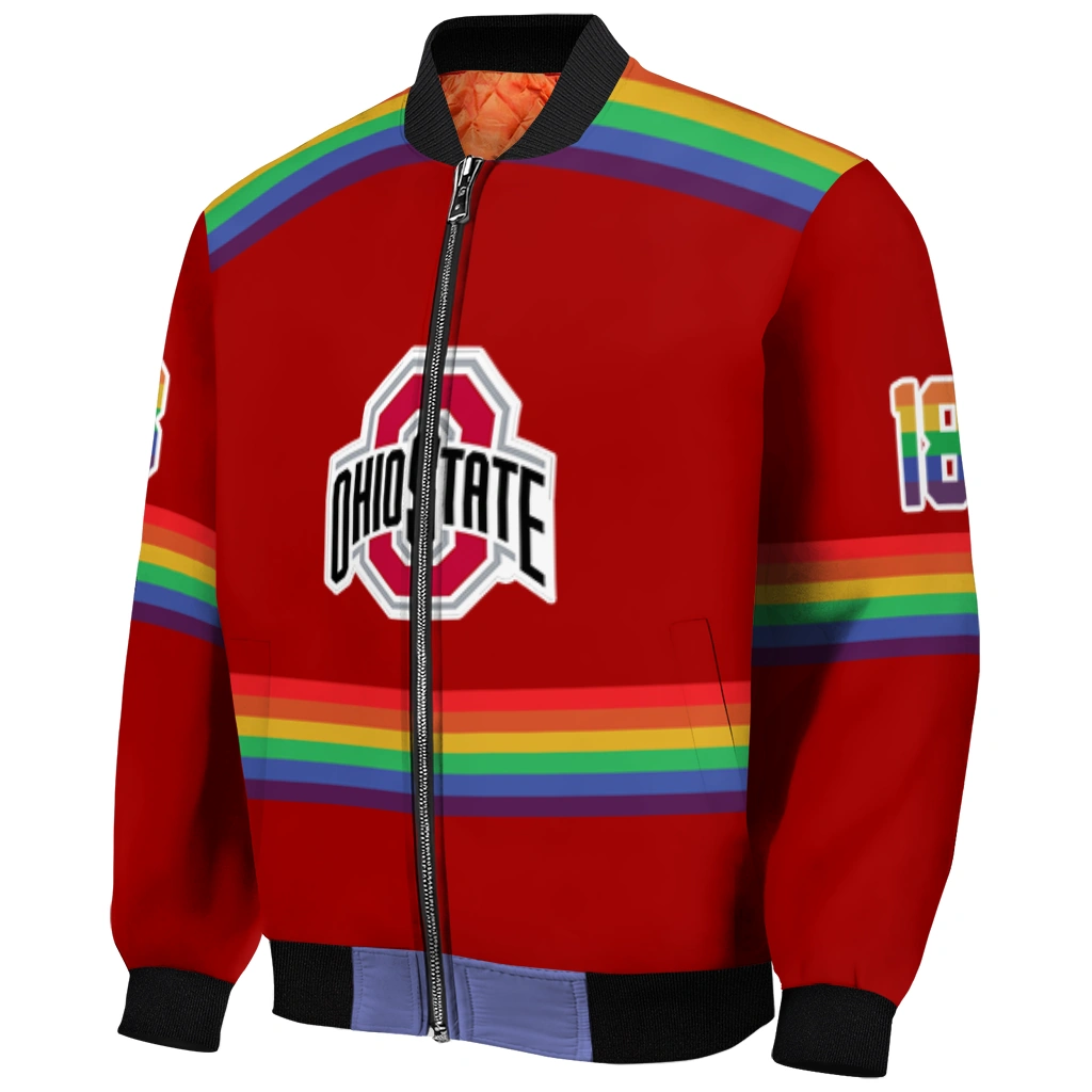 custom ohio state buckeyes rainbow jersey number scarlet bomber jacket fashion forward custom ohio state buckeyes rainbow jersey number scarlet bomber jacket fashion forward