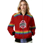 custom ohio state buckeyes rainbow jersey number scarlet bomber jacket best selling