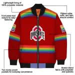 custom ohio state buckeyes rainbow jersey number scarlet bomber jacket best selling